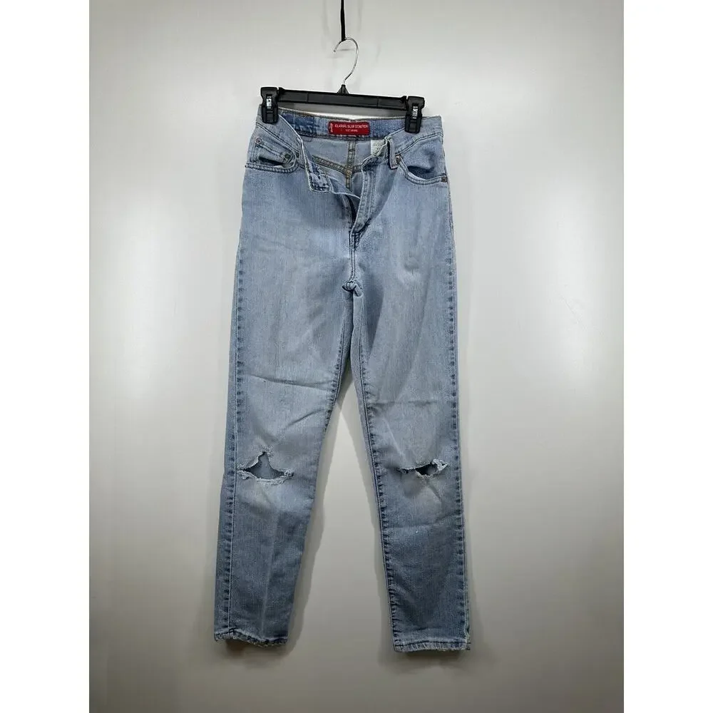 Levi's 512 High Rise Slim Fit Tapered Jeans sz 6 M Blue Denim distressed stretch